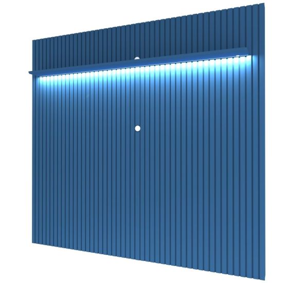 Painel Gelius Nobre ripas autênticas 100% MDF largura de 2,30 metros com LED para TV de ate 85 polegadas Azul Royal