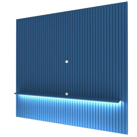 Painel Gelius Nobre ripas autênticas 100% MDF largura de 2,30 metros com LED para TV de ate 85 polegadas Azul Royal