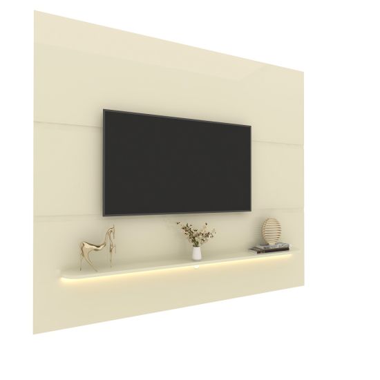 Painel Gelius Royal 100% MDF largura de 220 cm com LED para TV de ate 85 polegadas OFF White