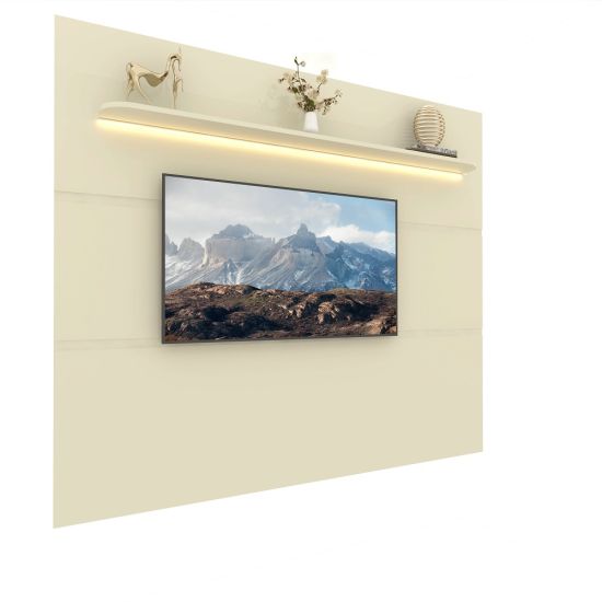 Painel Gelius Royal 100% MDF largura de 220 cm com LED para TV de ate 85 polegadas OFF White