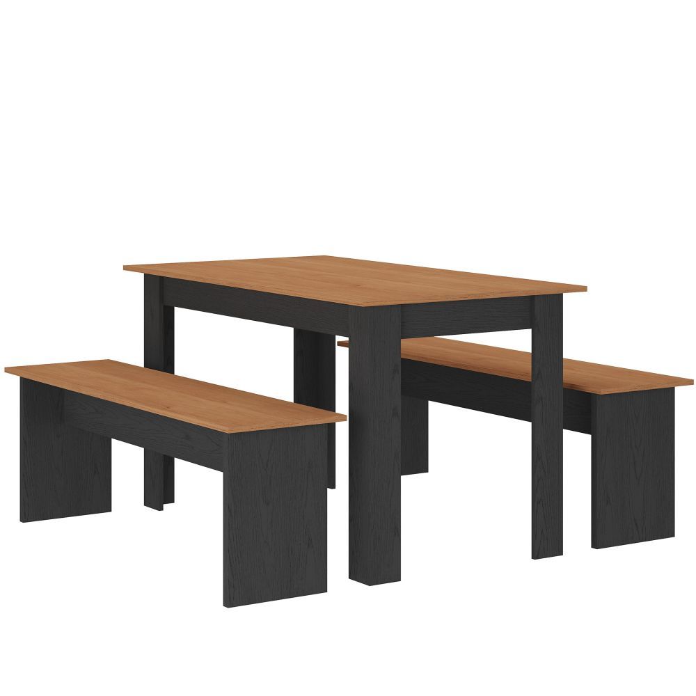 Conjunto de Mesa Sala de jantar Gourmet Zanzini Primor com 2 Bancos – Cinamomo/Preto Catedral